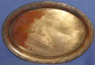 Antique Art Deco German Quist Floral Copper Serving Tray Brass/Silver Plated