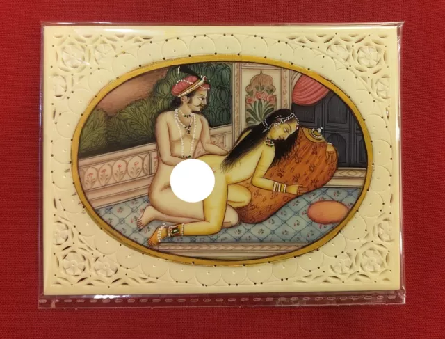 Finest Handmade King Queen Traditional Love Scene Erotic Kamasutra Fine Painting