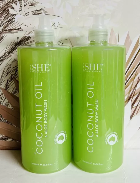 2-Pack On She Aromatherapy ~ Coconut Oil & Aloe Body Wash 33.8 fl oz Each