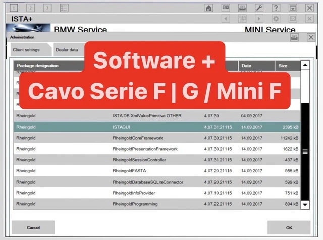 BMW ISTA+ ITA Ultima Versione + Kit Cavo Serie F/G MINI F diagnosi codifica