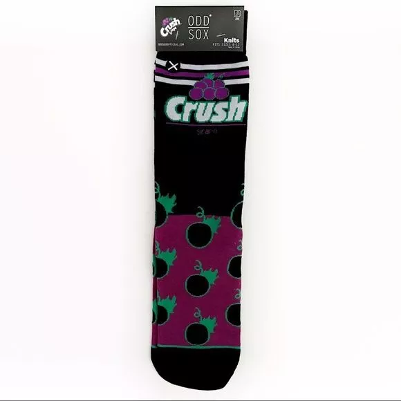 Odd Sox Grape Crush Soda Crew Socks Black Purple Mens Womens Novelty Gift