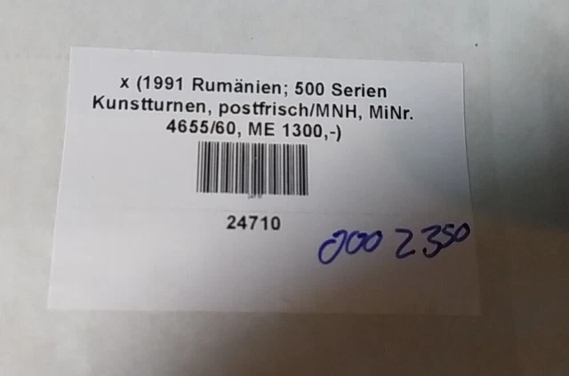 1991 Rumänien; 500 Serien Kunstturnen, postfrisch/MNH, MiNr. 4655/60, ME 1300,- 2