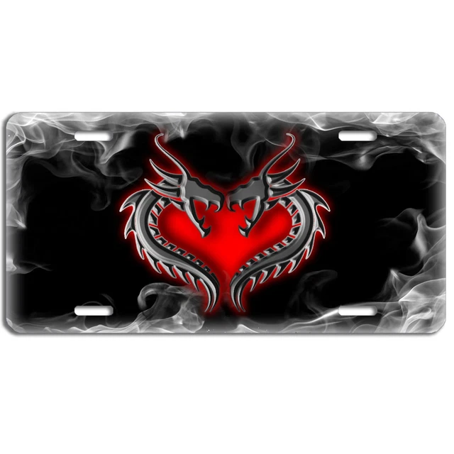 Dragon heart red and black  aluminum vanity license plate car truck SUV tag