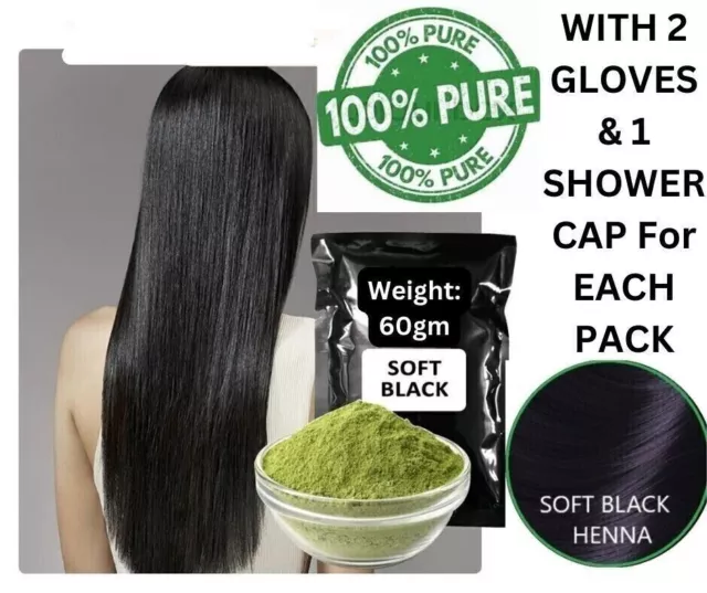 SOFT BLACK Henna Powder Natural Hair Color Hair Dye 100% Chemical Free ORGANIC
