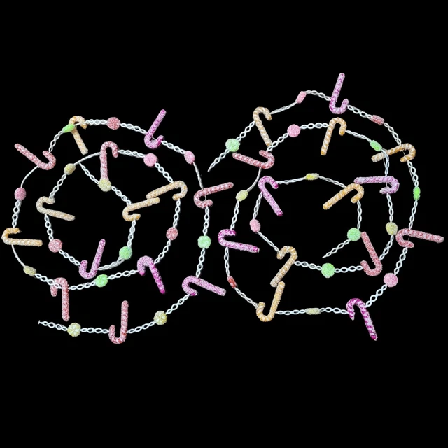 VINTAGE FROSTED SUGAR-COATED Candy Cane Gumdrop Christmas Garland MCM
