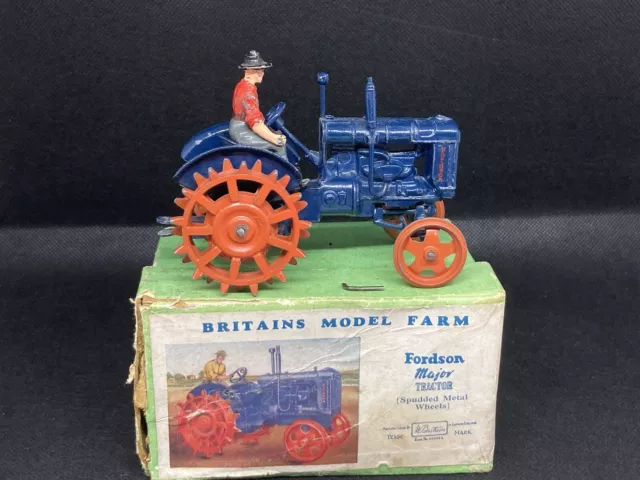 Model Farm Major Tractor Boxed By Britains (Yellow 611) Spudded Metal Wheels