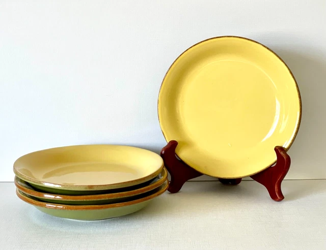 Juego de 4 platos de ensalada fresca de cocina VIETRI 7,5" amarillo azafrán/verde salvia