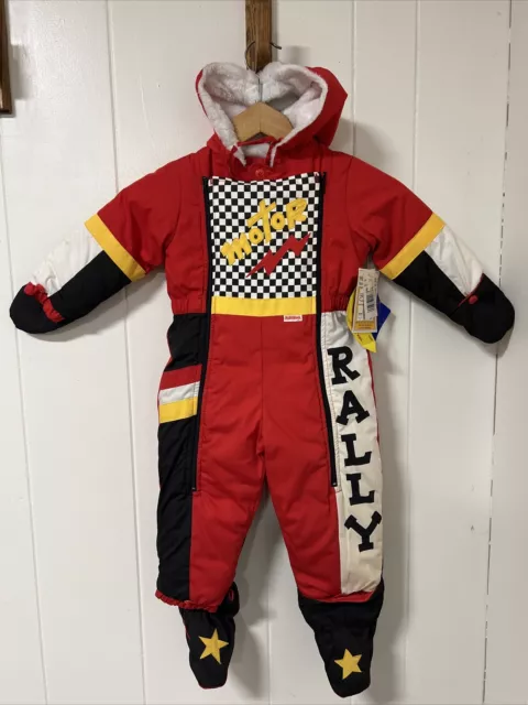 Playskool Snowsuit Size 24 Months Red Motor Rally Peek A Boo VTG 80’s New w/Tags