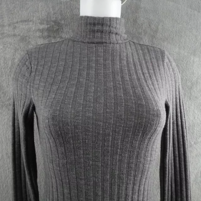 Abound Womens Sweater Dress XS Gray Ribbed Knit Mini Turtleneck Minimal Basic 2