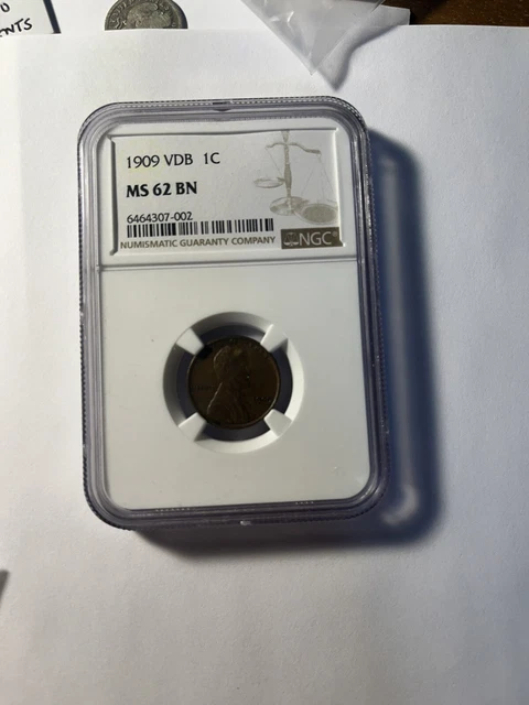 A 1909 VDB Lincoln Cent NGC MS 62 BN  Wheat Penny