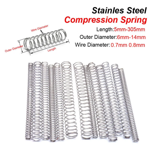 Molla a pressione filo diametro 0,7 mm 0,8 mm acciaio inox molla piccola lunghezza 10-305 mm