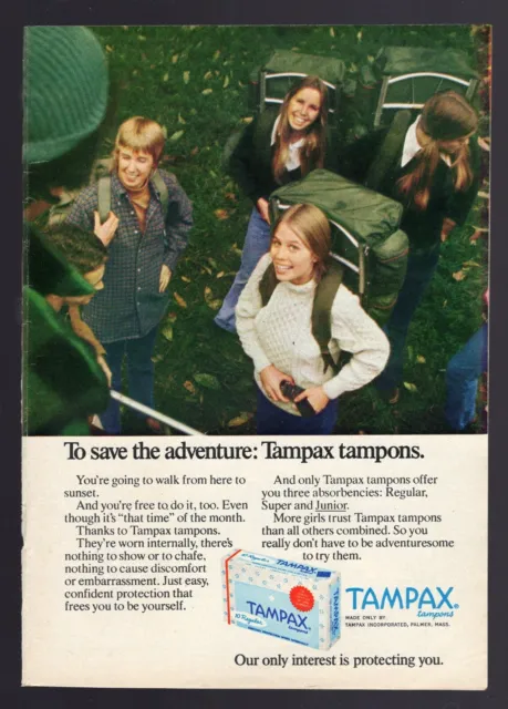 1972 PRINT AD page -Tampax tampons- girl scuba diver diving vintage  Advertising $6.99 - PicClick