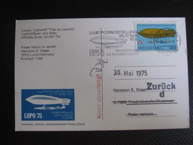 1049 Luftpostausstellung 1975 auf Postkarte.