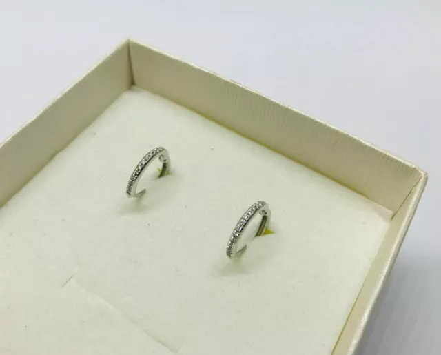 1 paio orecchini cerchio cerchietto Oro bianco 750% con Diamanti ct 0,10 earring
