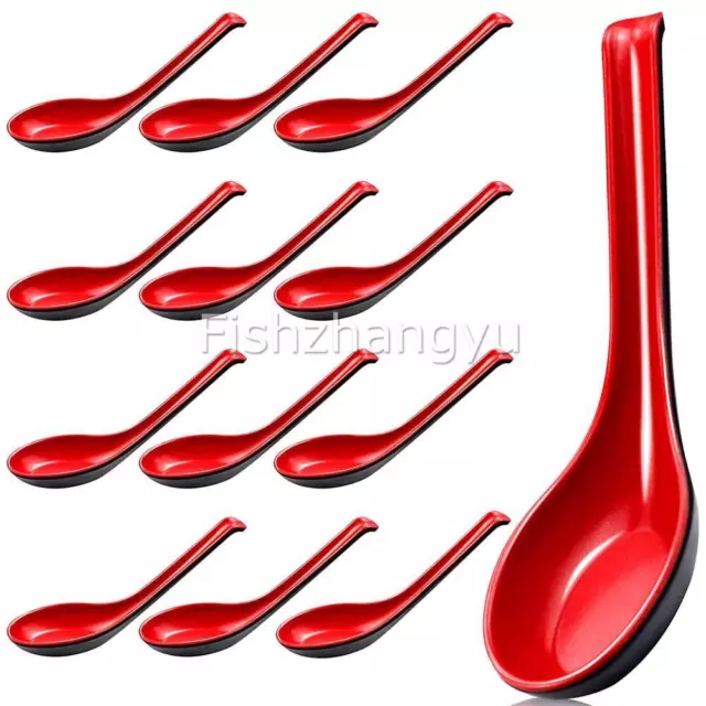 12-24pcs Soup Ramen Spoons Asian Chinese Utensils Long HandleHook Flatware 2