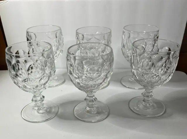 Set of 6 Vintage Heisey Whirlpool / Provencial Clear Water Stemmed Goblet