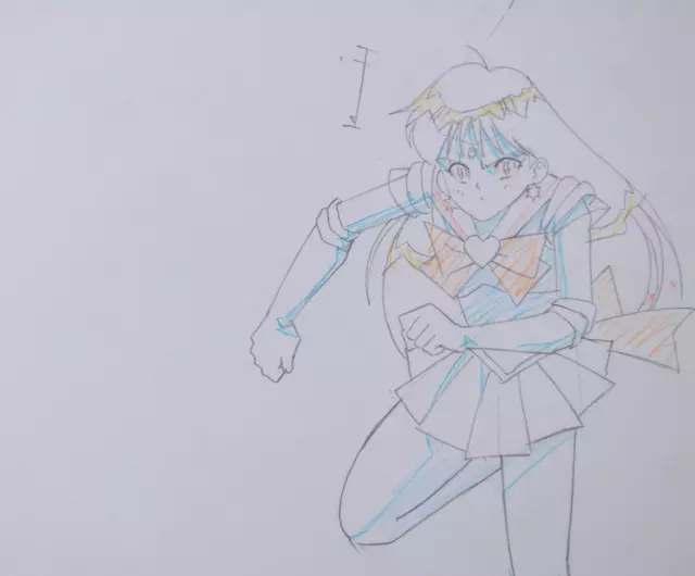 Original Sailor Moon Sailor Mars Anime Production Cel Pencil Douga