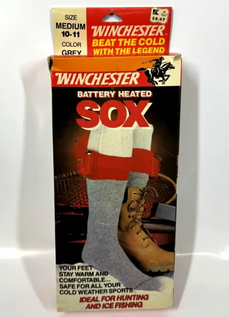 Vintage Winchester Battery Operated Heated Cold Weather Hunting Boot Socks w Box