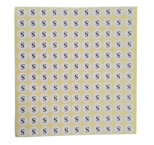 "S" Adhesive Sticker Clothes Label 1 SHEET of 132 Stickers 100709