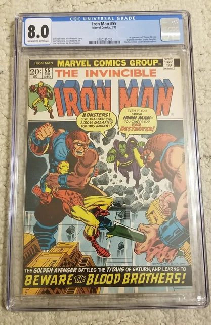Iron Man #55 CGC 8.0 1973  1st app. Thanos, Drax, Starfox OW/W Pages. Key Issue!