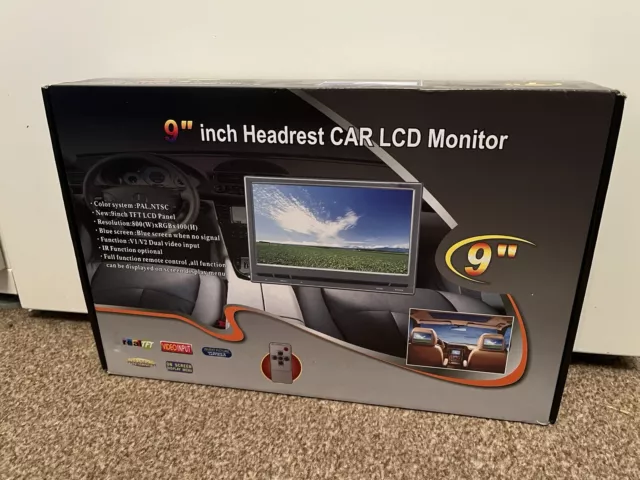 9 inch TFT LCD Car Headrest Monitor 800x400 PAL NTSC Brand New In Box BNIB