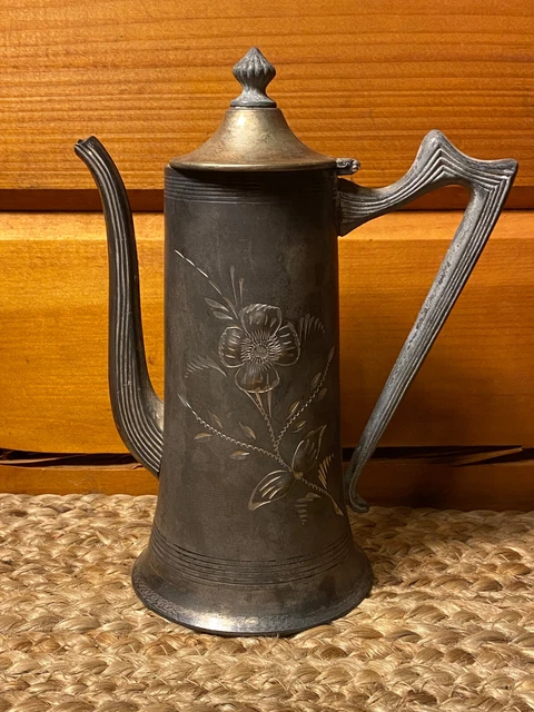 Antique Rogers Silver Quadruple 189 Etched Flower Teapot
