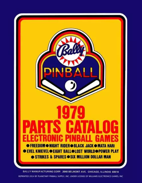 1979 Bally Pinball Machine Parts Catalog Service/Repair Flipper Game Manual PPS