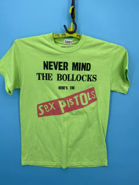 SEX PISTOLS SHIRT Mens Medium Green Never Mind The Bullocks Heres Neon ...