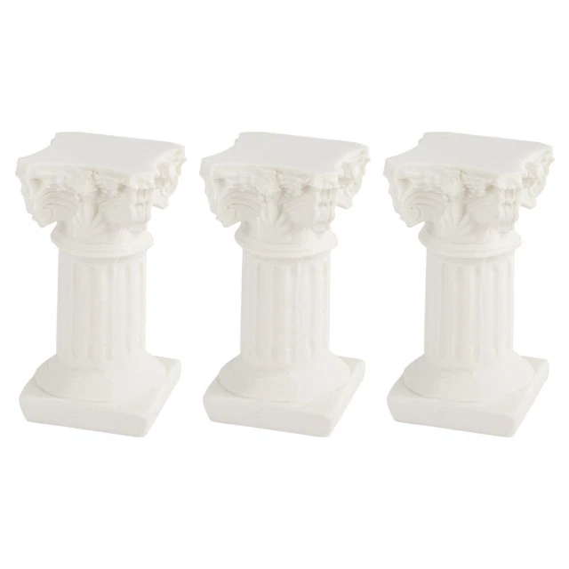 3 pz colonne decorative mini stile resina per decorazione bianco