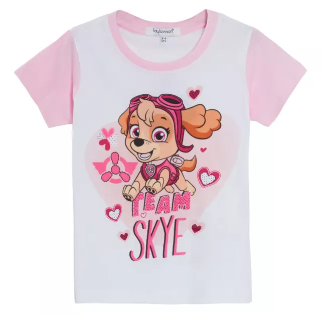 Girls Paw Patrol T-Shirt Kids Skye Short Sleeved Summer Top 100% Cotton Tee