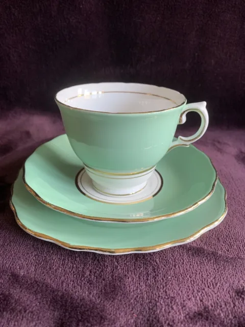 Colclough Ballet Harlequin Green Bone China Trio