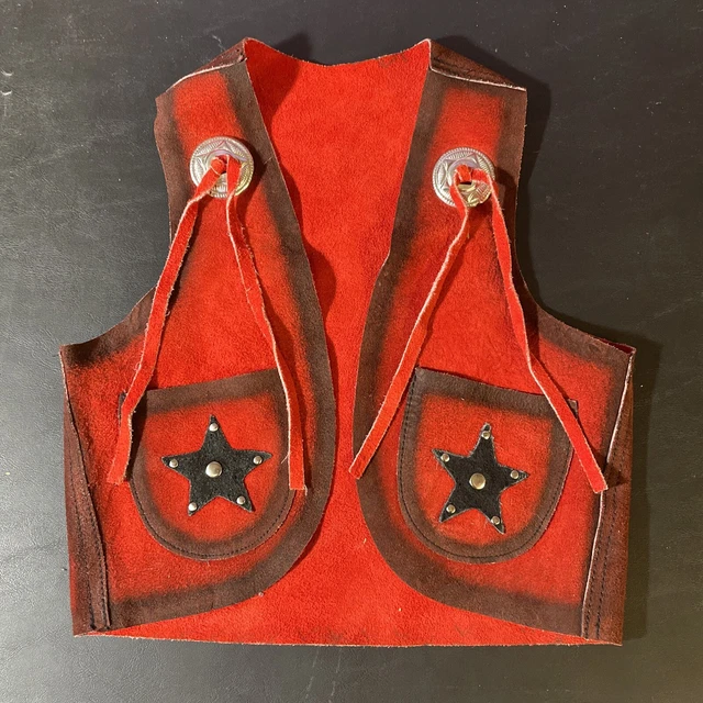 Red 2 tone suede Cowboy Western Sheriff Vest