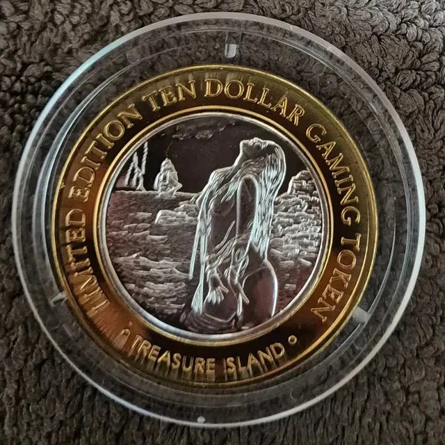 LIMITED EDITION 2004 Treasure Island $10 Gaming Token .999 Fine