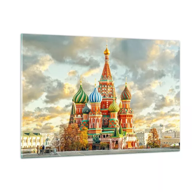 Cuadro Sobre Vidrio 120x80cm Cuadros Pared Rusia moscú catedral cuadrado rojo