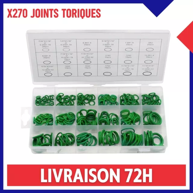 Vert 270pcs 18 tailles Kit de joint torique métrique Joints de