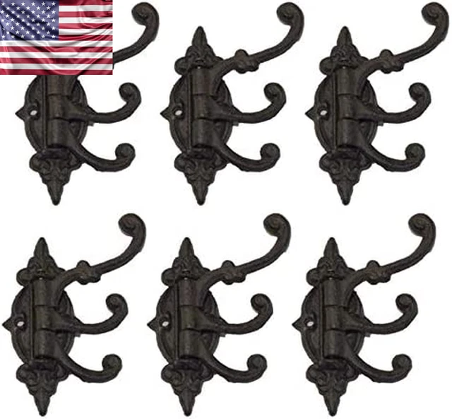 Cast Iron Swivel Hooks Set Antique Coat Hooks Victorian Home Decor Rustic Hook
