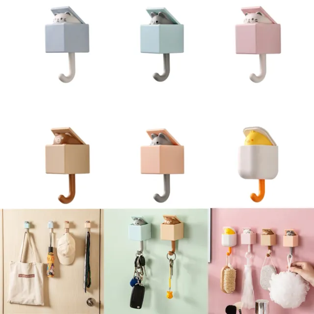 1x Creative Cat Bear Cute Animal Bedroom Door Traceless Hanger Hook Wall Decor