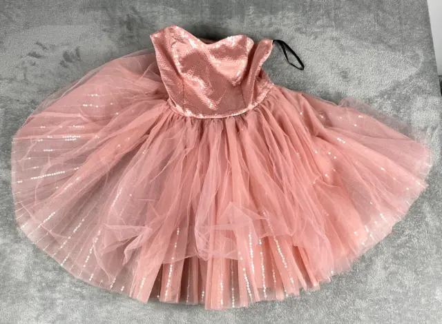 Betsey Johnson Collection Dress Womens 2 Pink Tutu Corset Sequins Tulle Prom VTG