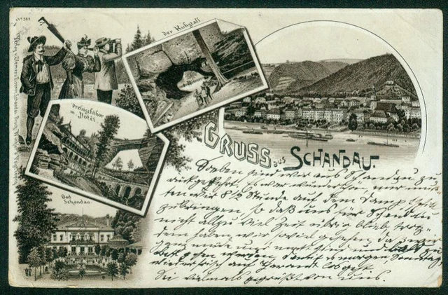 LITHO / LITHOGRAFIE: BAD SCHANDAU Vorläufer 1896 (Druck Winkler & Voigt ...