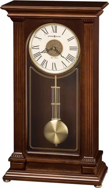 Stafford Mantel Clock 635-169 – Cherry Bordeaux Finish, Inverted V-Matched Teak 2