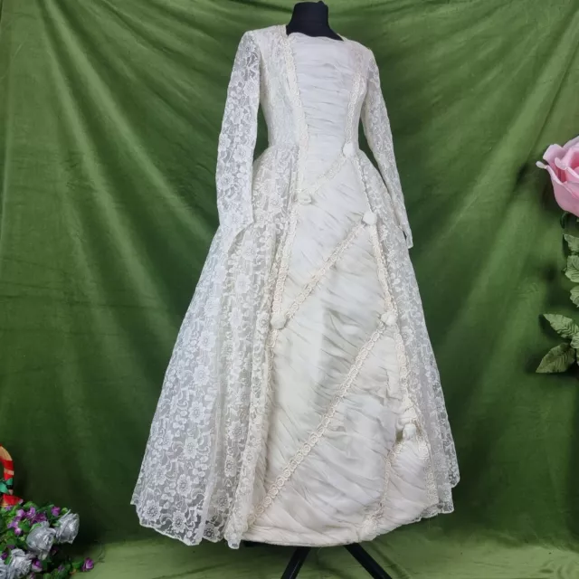 Vintage 1950s A Line Cinderella Wedding Ballgown Dress - Fits Size 8 - 10