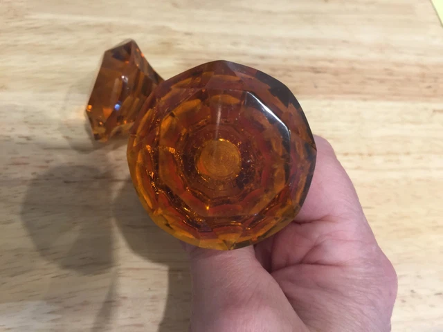 Poignée de tiroir/cristal ambre/verre taille moyenne 3,5 cm de diamètre. Pack de 2