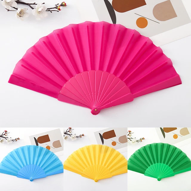 Handheld Fan Accessory FOLDING FAN HAND Held Dances Fans Plastic Craft Fan Wedding Party Prop ...