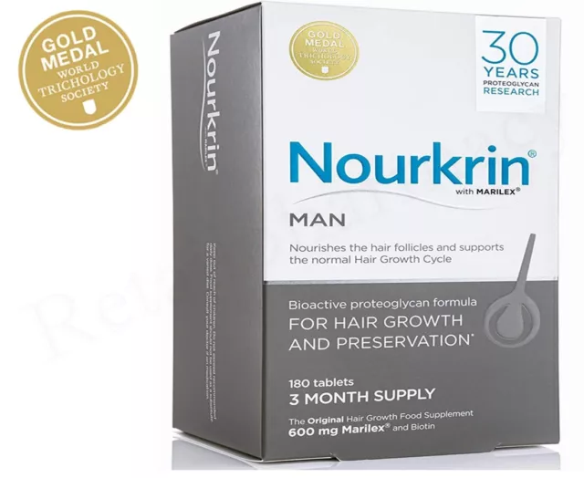 Nourkrin Man 3 Month Supply 180 Tablets Support the Normal Hair Grouth Cycle