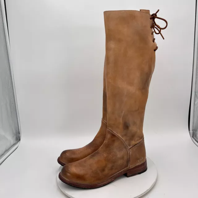 Bed Stu Manchester Women Size 9 Distressed Brown Lace Back Side Zip Tall Boot