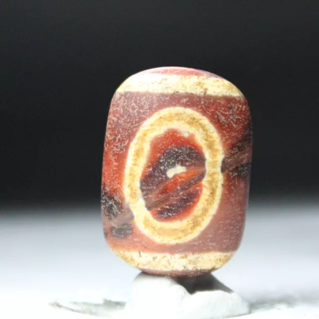 Tibetan Old Dzi Agate Bead "Swastika & 1Eyed" Amulet Pendant from Tibet 34330