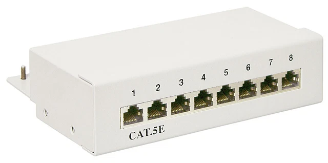 5x CAT 5e Ethernet Patch Panel 8 Port STP Geschirmt; NET PATCH PANEL CAT5e 8 POR