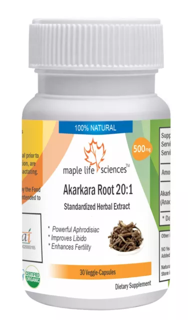 Akarkara Root 20:1 Extract Capsules Anacyclus Pyrethrum aphrodisiac libido