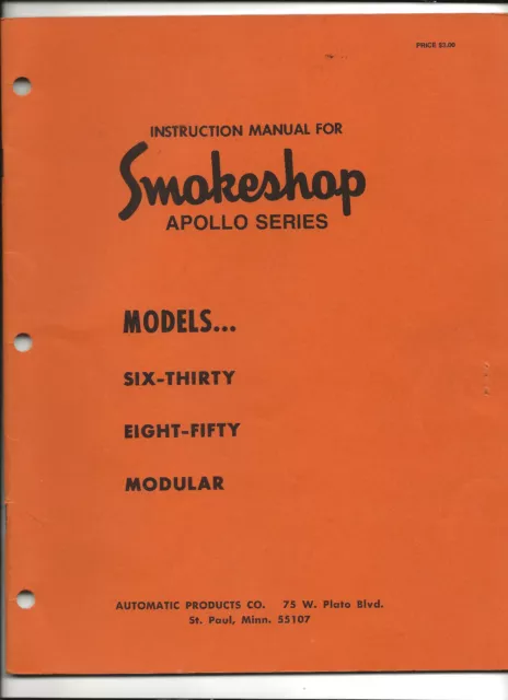 Instruction Manual-Smokeshop Models 630/850 Modular-Apollo Series-Cigarette Vend