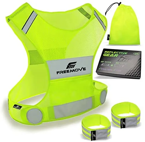 Reflective Vest Running Gear + 2 Bands & Bag/Ultralight & Comfy Safety Vests ...